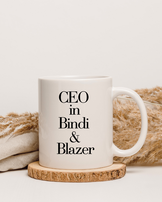 CEO in Bindi & Blazer – Mug for Women Who Own Both Worlds